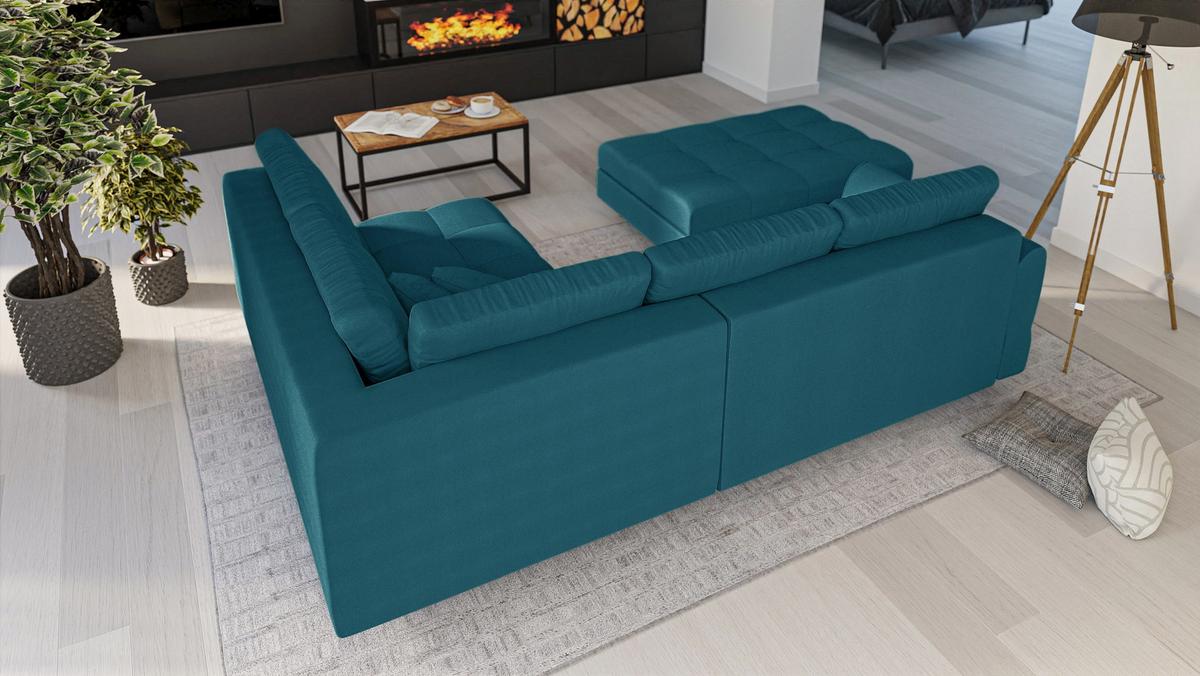 HOCKER Lorine Mikrofaser Blau - Blau, Textil (118/40/73cm) - S-Style Möbel