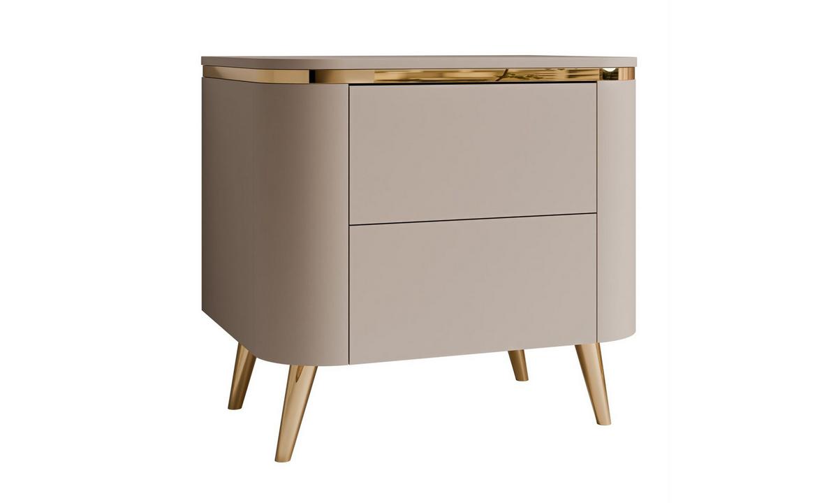 NACHTTISCH AVELINE 50/40/51 cm schräge goldfarbene Füße Kaschmir - Kaschmir/Goldfarben, Holzwerkstoff (50/51/40cm) - Lookway