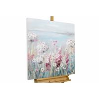 ACRYLBILD HANDGEMALT 80/80 cm - Blau/Pink, Holz/Textil (80/80cm) - KUNSTLOFT