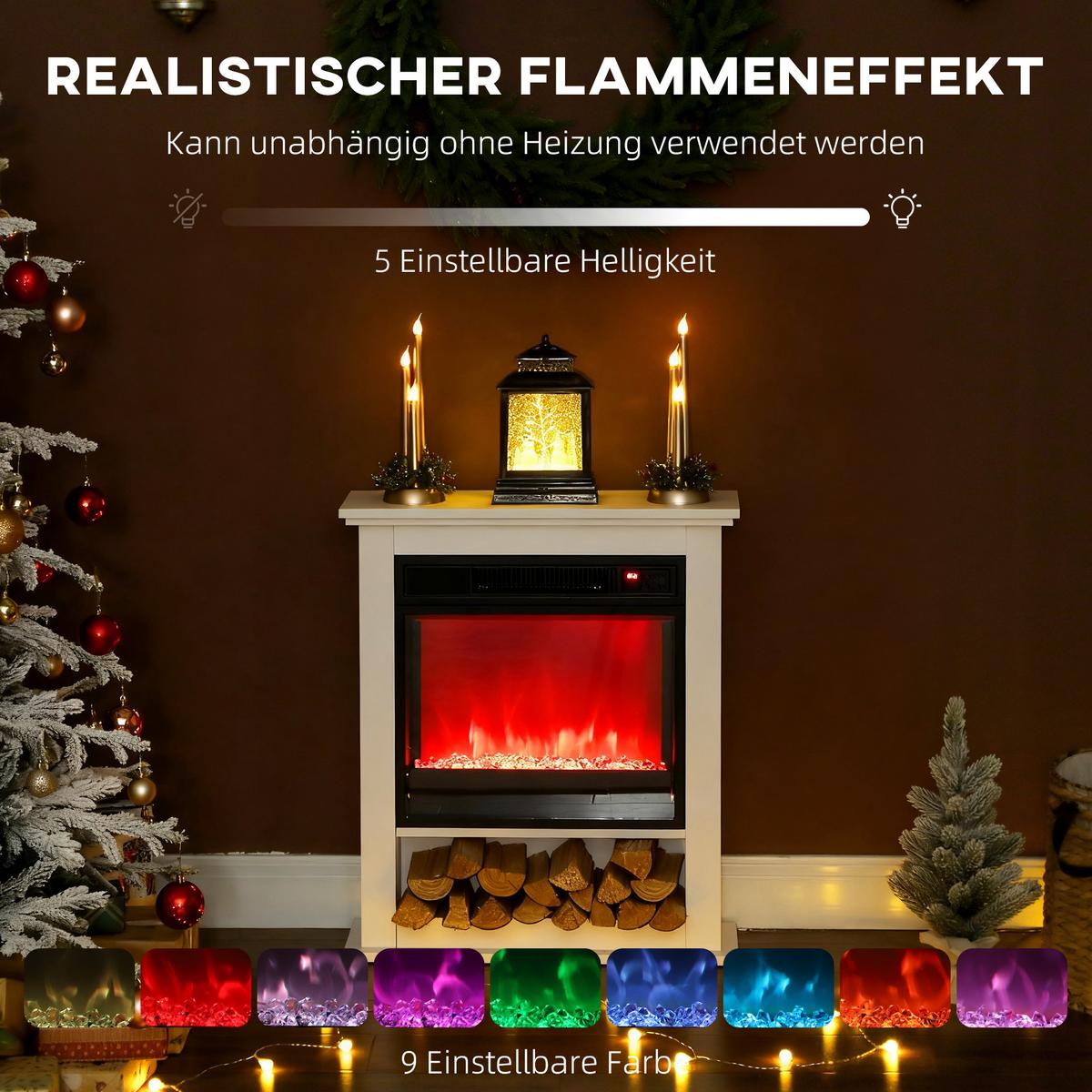 ELEKTROKAMIN Metall Spanplatte Weiß - Weiß, Metall (20/72.5/62.5cm) - HOMCOM