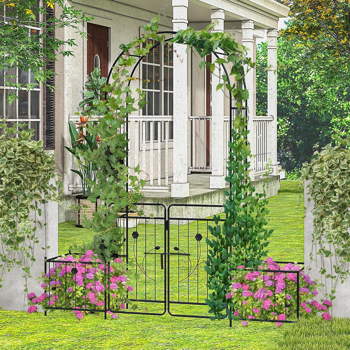 GARTENBOGEN Schwarz - Schwarz, Metall (202/220/50cm) - COSTWAY