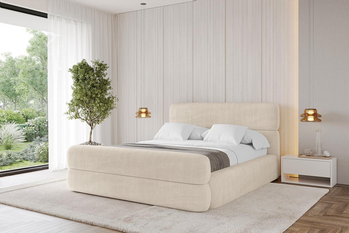 POLSTERBETT mit Bettkasten, Fußteil und Lattenrost, Boxbett ohne Matratze - ENORA-Z 180x200 Beige - Creme, Holzwerkstoff/Textil (180/200cm) - ALTDECOR