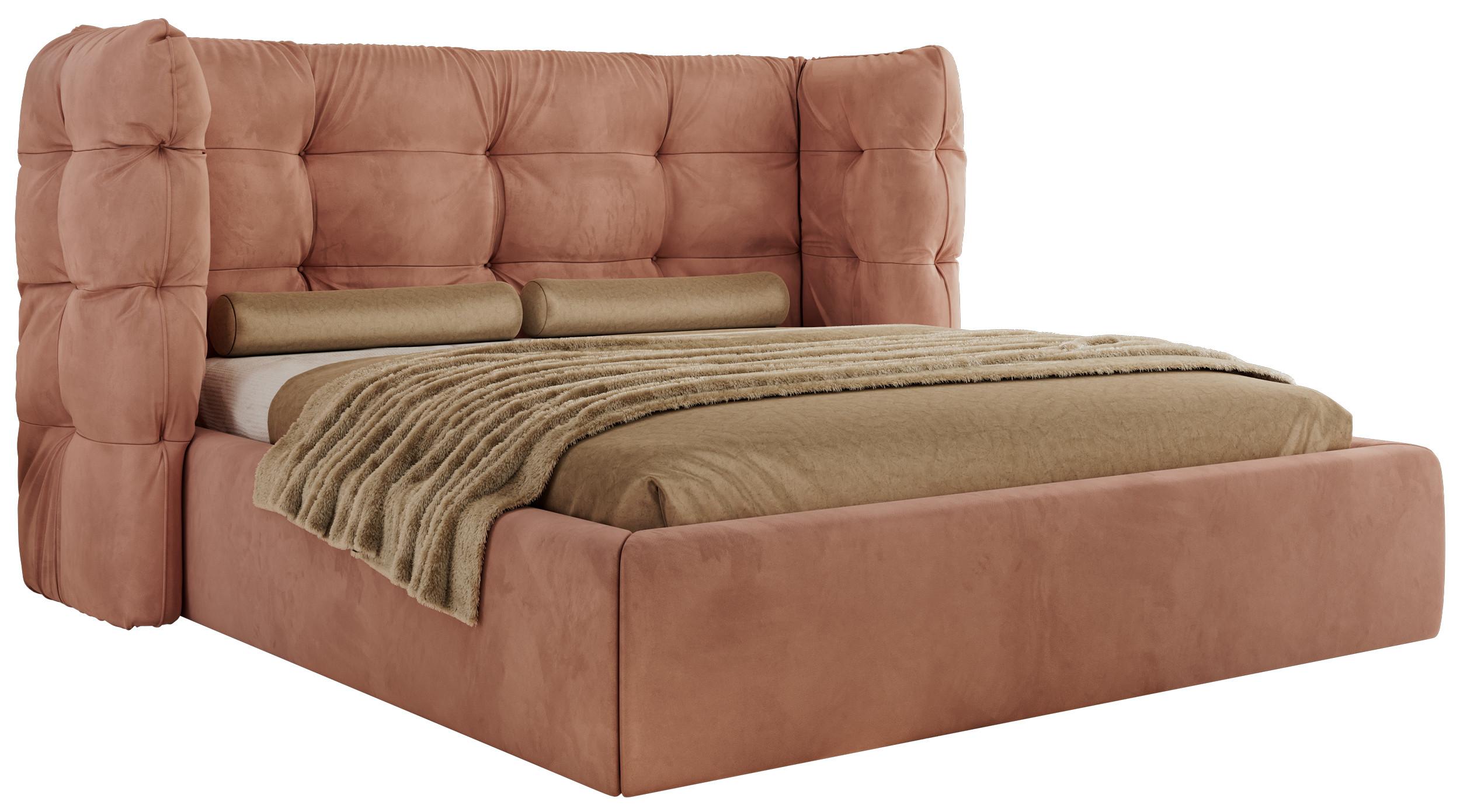 POLSTERBETT FLONELLE CLASSIC 140/200 - Rosa Velvet - ohne Matratze - Rosa, Textil (140/200cm) - MKS