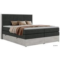 BOXSPRINGBETT DELNOR KING 200/200 - Dunkelgrau Stukture - Topper Visco - H4 - Dunkelgrau/Schwarz, Kunststoff/Textil (200/200cm) - MKS