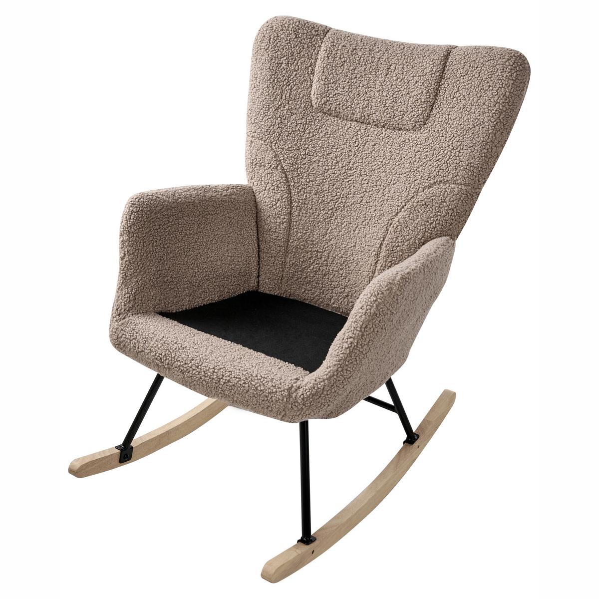 SCHAUKELSESSEL Bouclé Taupe Sandve - Hellbraun/Beige, Textil (72/98/87cm) - Beliani