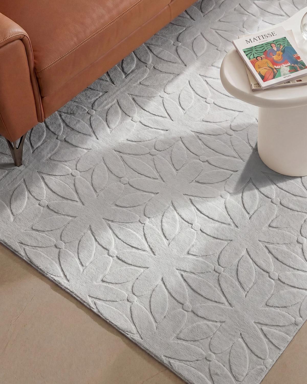 TEPPICH Hellgrau 160/230 cm Hood - Hellgrau/Grau, Textil (160/230cm) - Beliani