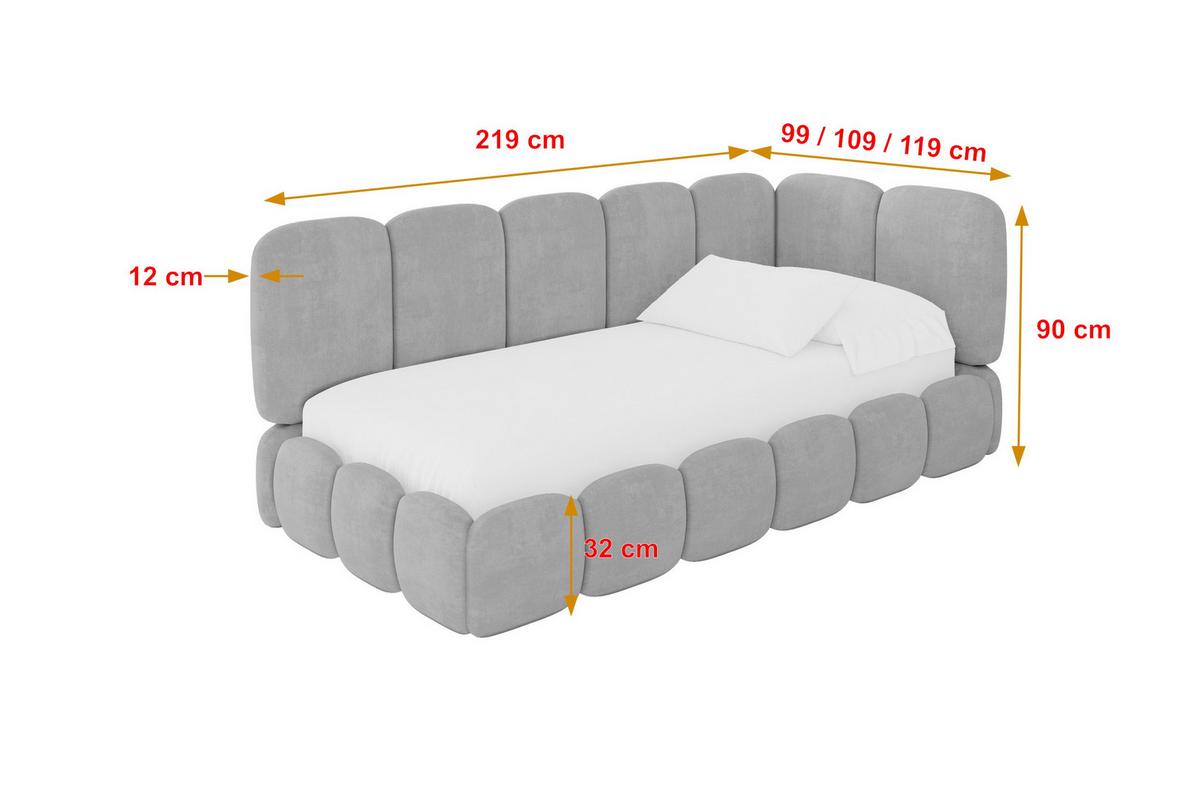 EINZELLBETT Jugendbett mit Bettkasten, Links - AVRY 80x200 Grau - Hellgrau/Grau, Holzwerkstoff/Textil (80/200cm) - ALTDECOR
