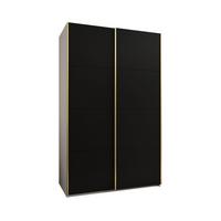 SCHWEBETÜRENSCHRANK 245,5/160/64 2-türig - Goldfarben/Schwarz, Holz/Metall (160/245/64cm) - Abiks Möbel