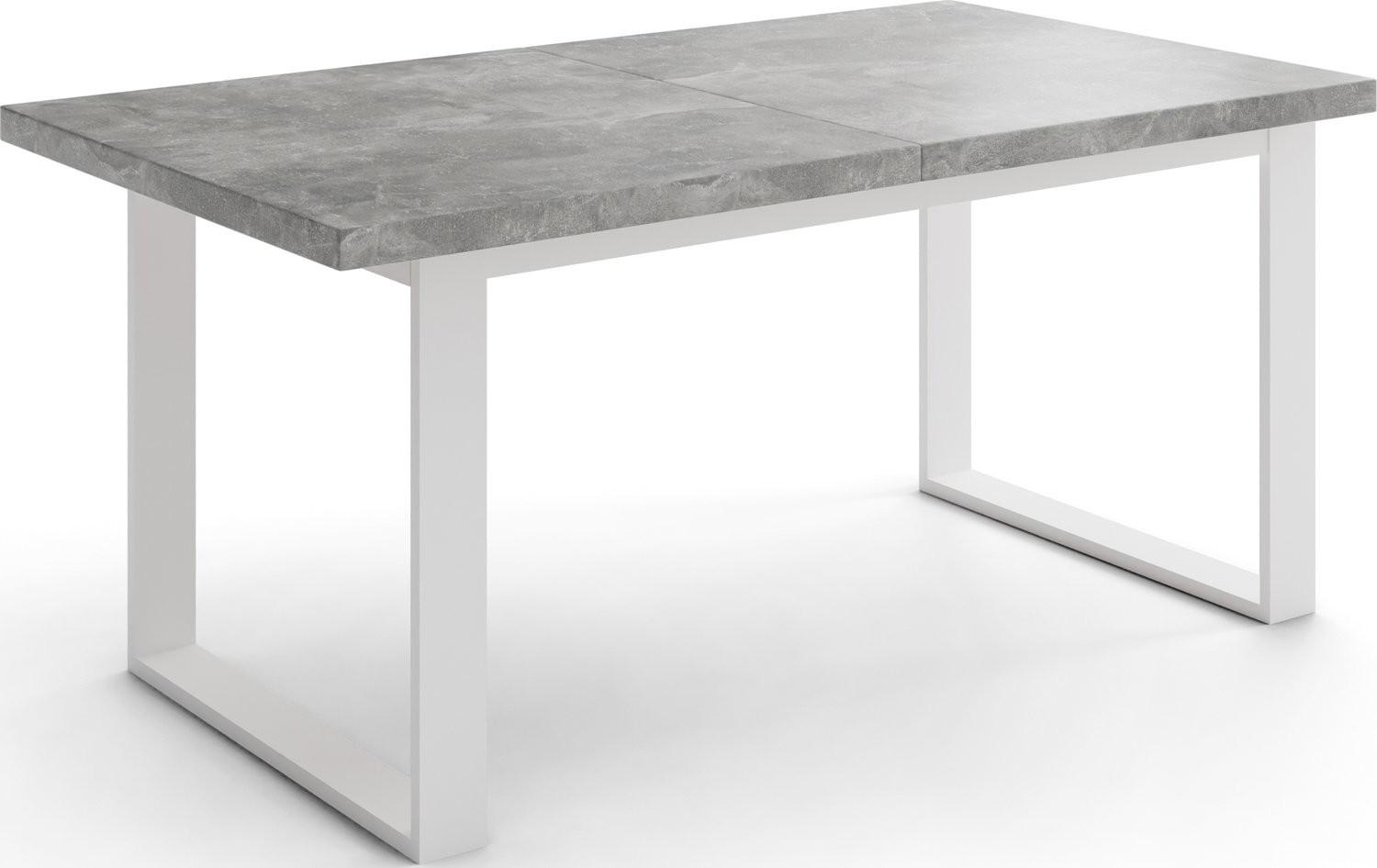 ESSTISCH Sana rechteckig ausziehbar, Grauer Beton 160/240/90/75 cm - Hellgrau/Weiß, Holzwerkstoff/Metall (90/240/75cm) - WFL GROUP