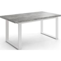 ESSTISCH Sana rechteckig ausziehbar, Grauer Beton 160/240/90/75 cm - Hellgrau/Weiß, Holzwerkstoff/Metall (90/240/75cm) - WFL GROUP