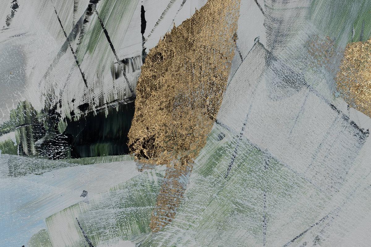 ACRYLBILD HANDGEMALT 100/75 cm - Grau/Grün, Holz/Textil (100/75cm) - KUNSTLOFT