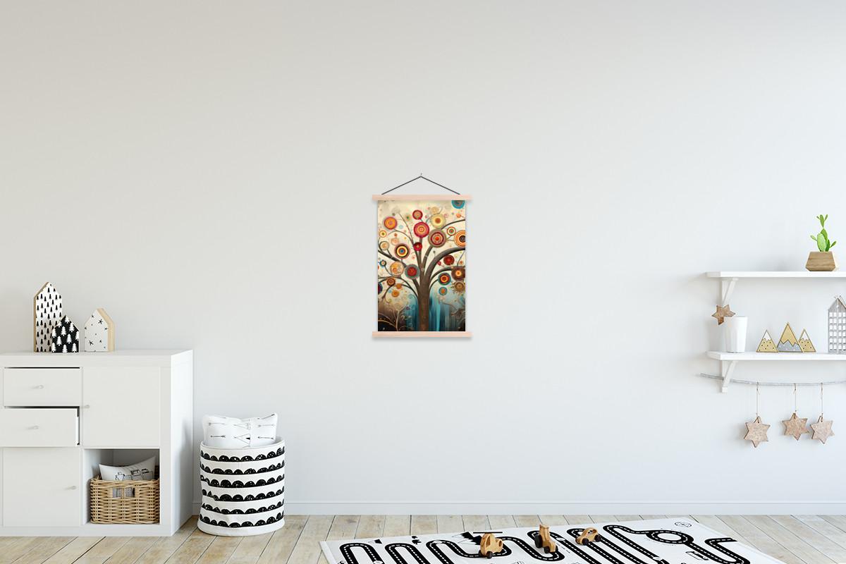 POSTER MIT MAGNETLEISTEN Baum - Baum des Lebens - Farbe Deko Wohnzimmer 40x60 cm - Braun, Textil (40/60/0.15cm) - MuchoWow