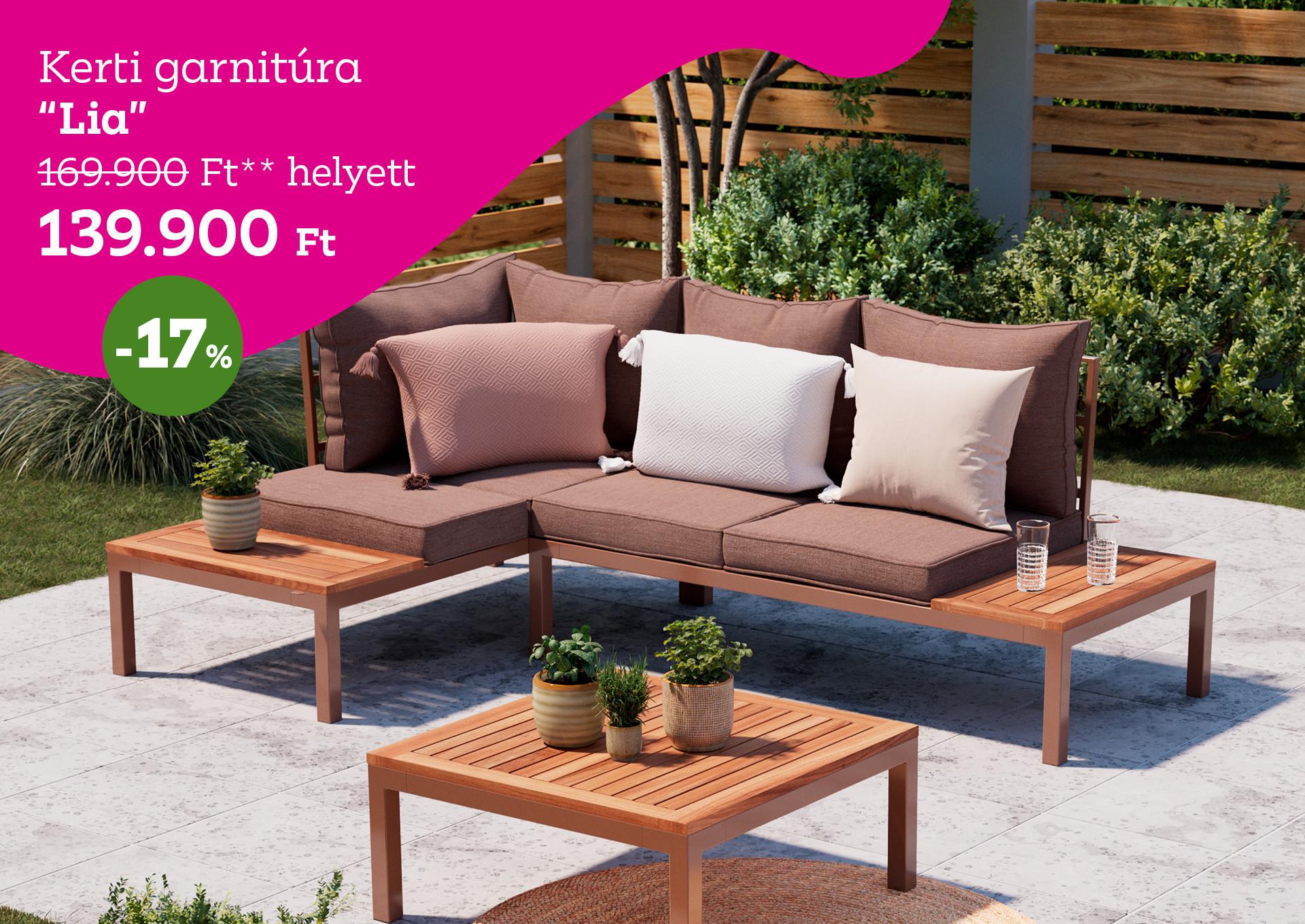 Kerti garnitúra  LIA 169900 Forint helyett 139900 Forint, kedvezmény mértéke 17%