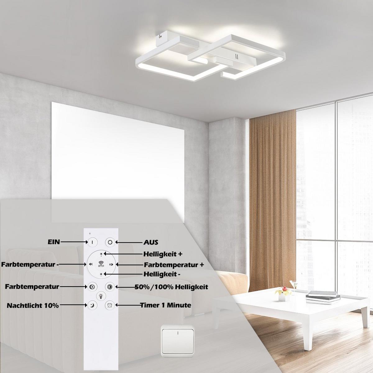 LED-DECKENLEUCHTE Eisengraf 37/5/42 cm - Weiß, Metall (42/37/5cm) - ZMH