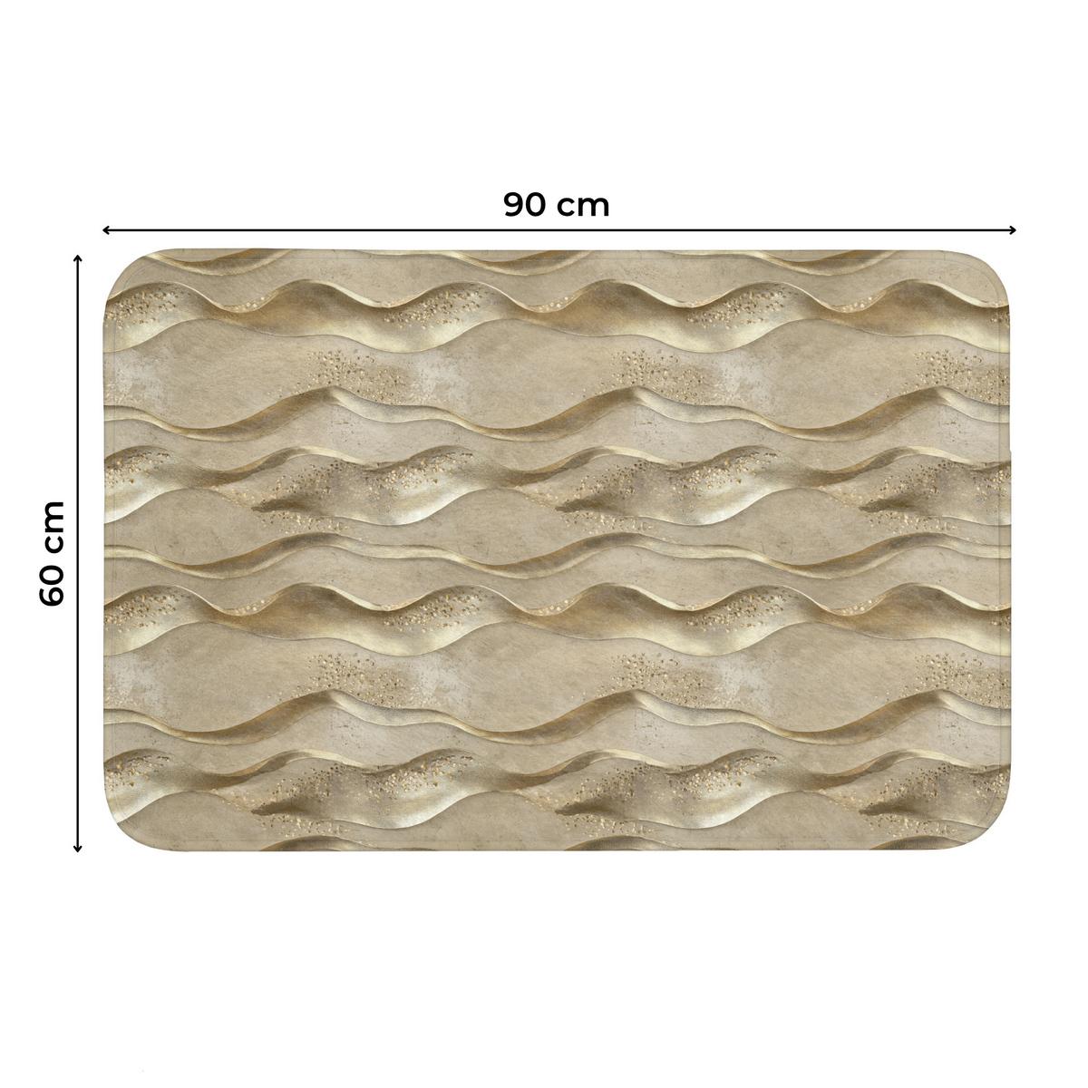 WC-VORLEGER Wellen - Muster - Gold Toilettenteppich 90x60 cm - Messingfarben, Textil (90/1cm) - OnlyWow