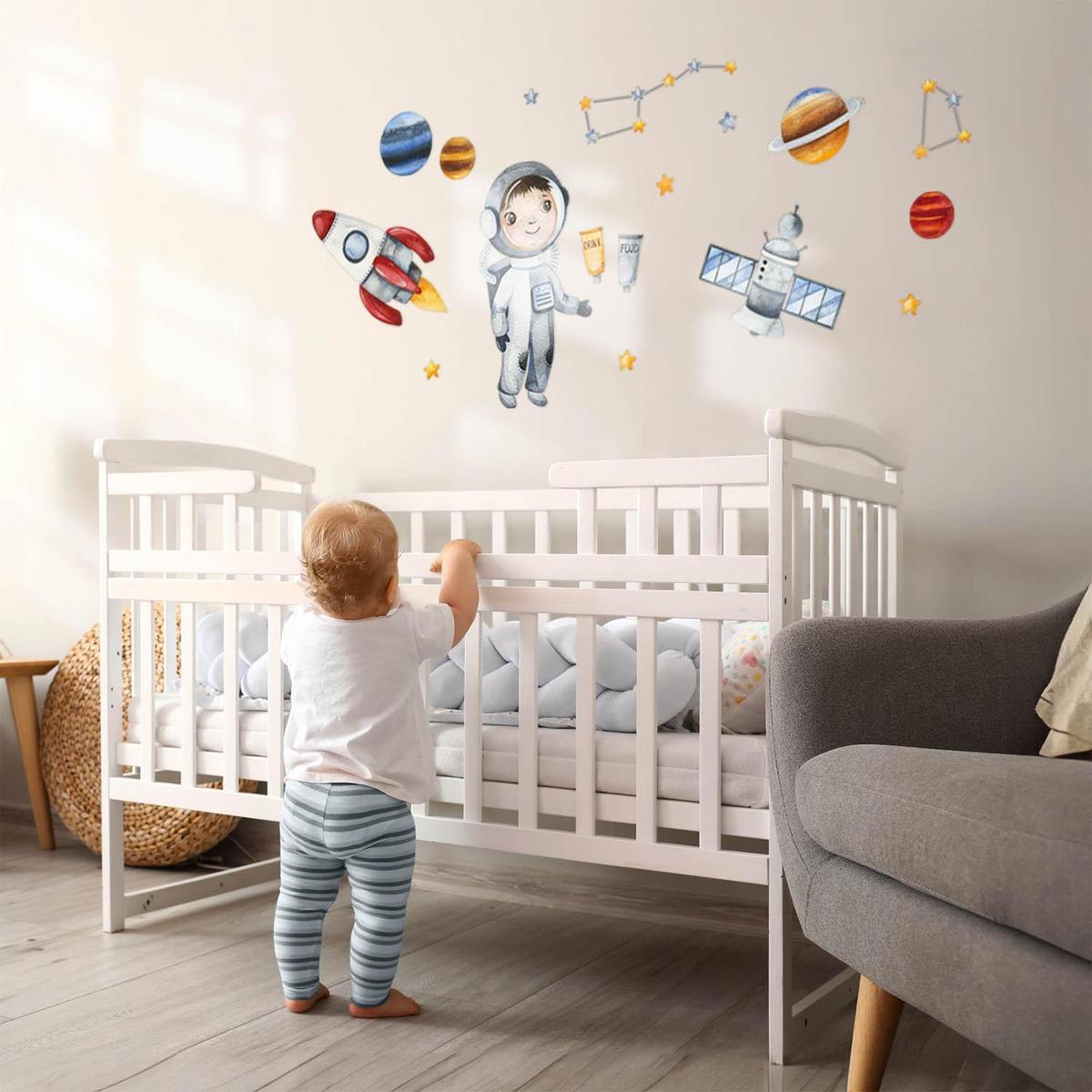 WANDAUFKLEBER 130x174cm - Kleiner Astronaut - Multicolor, Kunststoff (130/174/0.1cm) - Wallfluent