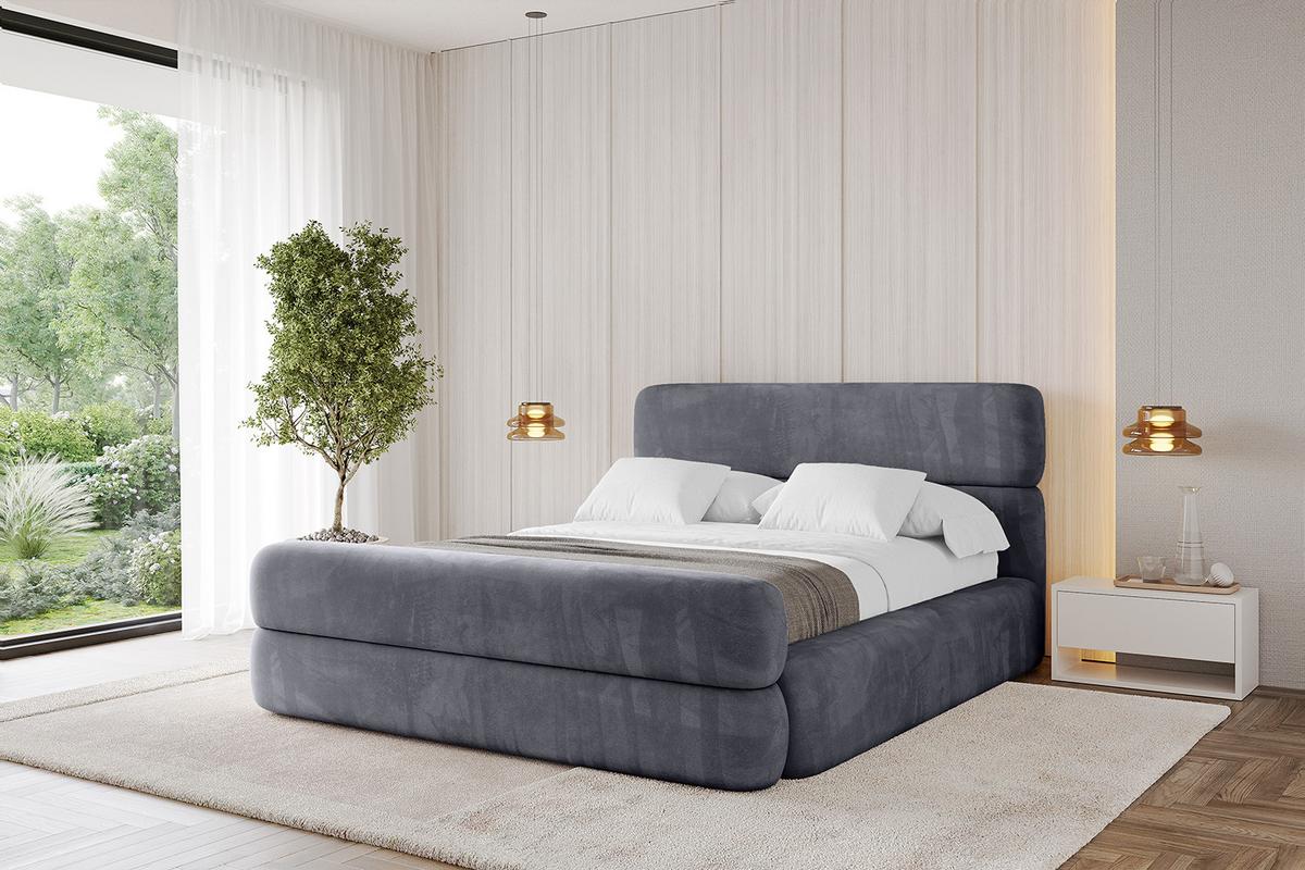 POLSTERBETT mit Bettkasten, Fußteil und Lattenrost, Boxbett ohne Matratze - ENORA-Z 180x200 Dunkelgrau - Dunkelgrau, Holzwerkstoff/Textil (180/200cm) - ALTDECOR