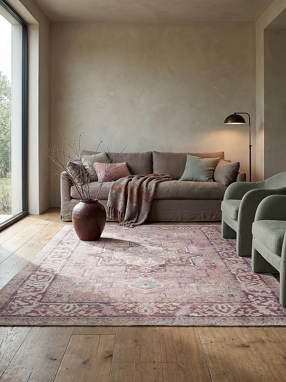TEPPICH Waschbar HALD, klassisch im Vintage-Stil, Rosa, 80 x 150 cm - Rosa, Textil (150/80cm) - KADIMA DESIGN