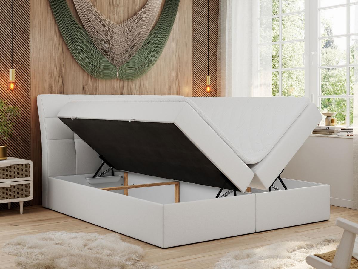 BOXBETT DIEGOS 160/200 Weiß Kunstleder - H3 - Weiß, Holz/Textil (160/200cm) - MKS