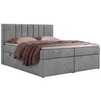 BOXBETT INERO 180/200 - Hellgrau Velvet - Topper T25 - H4 - Hellgrau/Schwarz, Kunststoff/Textil (180/200cm) - MKS