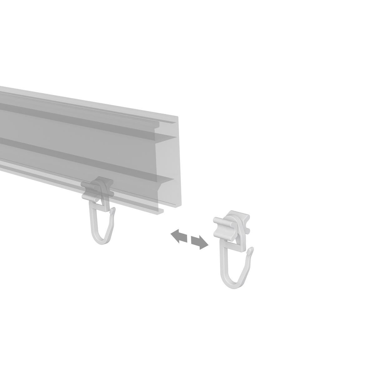 FALTENGLEITER MIT FALTENHAKEN für Innenläufe / Gardinenschienen mit Nutbreite 5,4 bis 6 mm, Packung 100 Stück - Weiß, Kunststoff (1.1/2.8/1cm) - INTERDECO