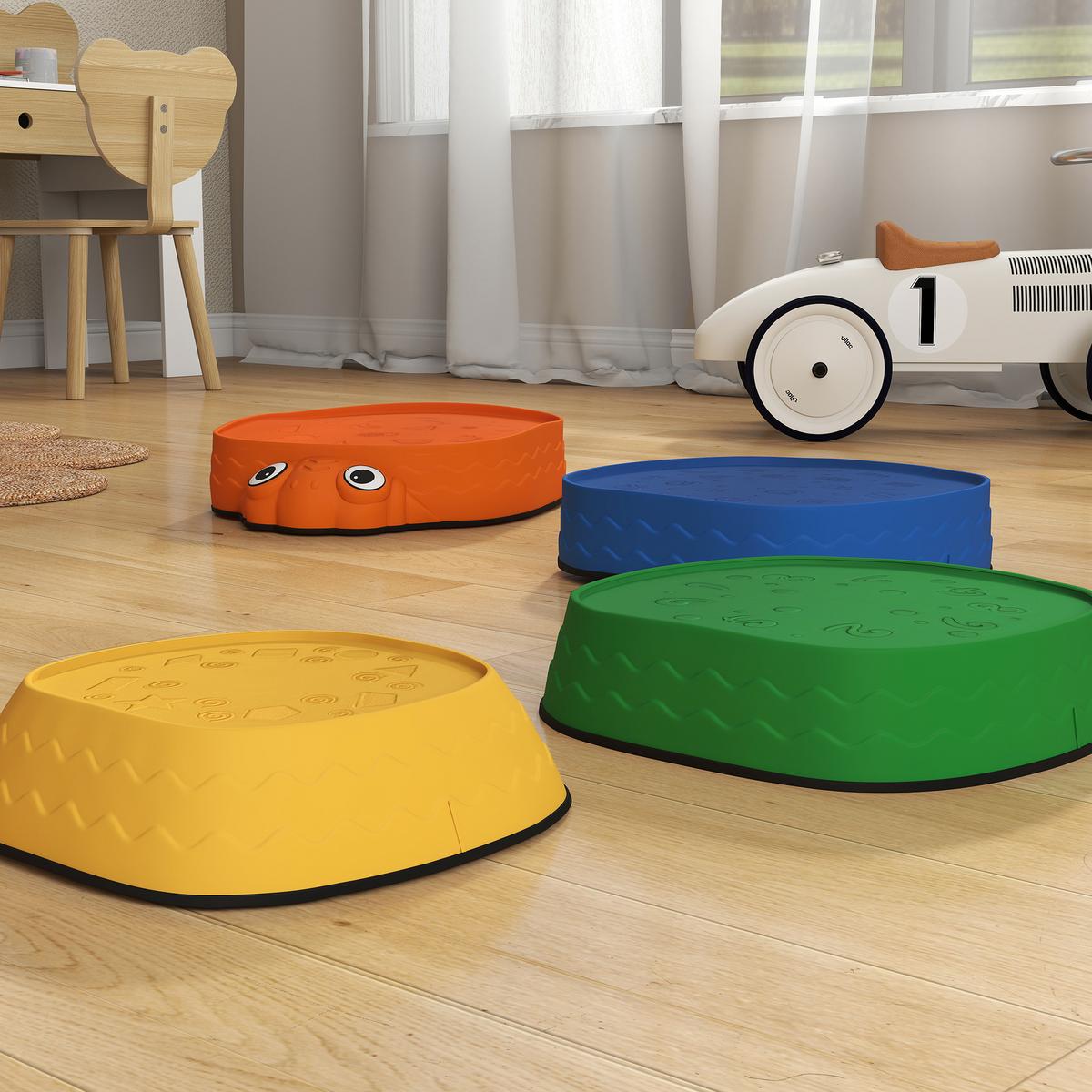 BALANCIERSTEINE für Kinder 5 Stück Rutschfeste Trittsteine stapelbar 2-8 Jahren - Multicolor, Kunststoff (33.5/28/37.8cm) - AIYAPLAY
