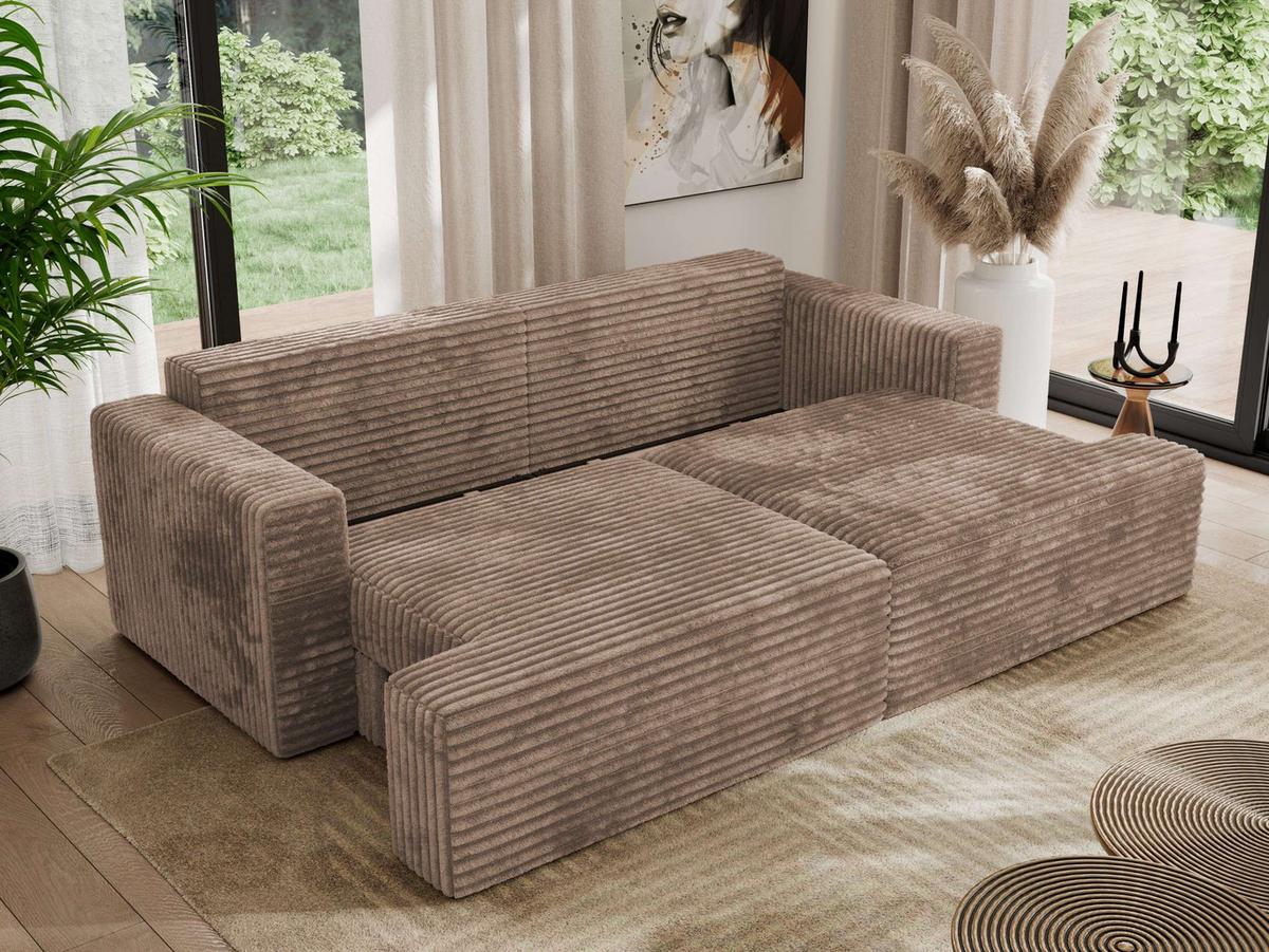 4-SITZER SOFA VIRELLA Braun Cord - Schwarz/Braun, Textil (240/88/115cm) - MKS