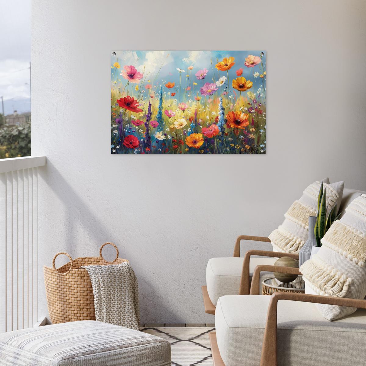 GARTENPOSTER Blumen - Natur - Botanik - Kunst Gartendeko 90x60 cm - Hellblau, Kunststoff (90/60/0.2cm) - OnlyWow