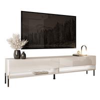 LOWBOARD RTV Schrank CALANTE 180 cm auf geraden schwarzen Beinen - Beige/Schwarz, Holzwerkstoff/Metall (180/44/35cm) - Lookway