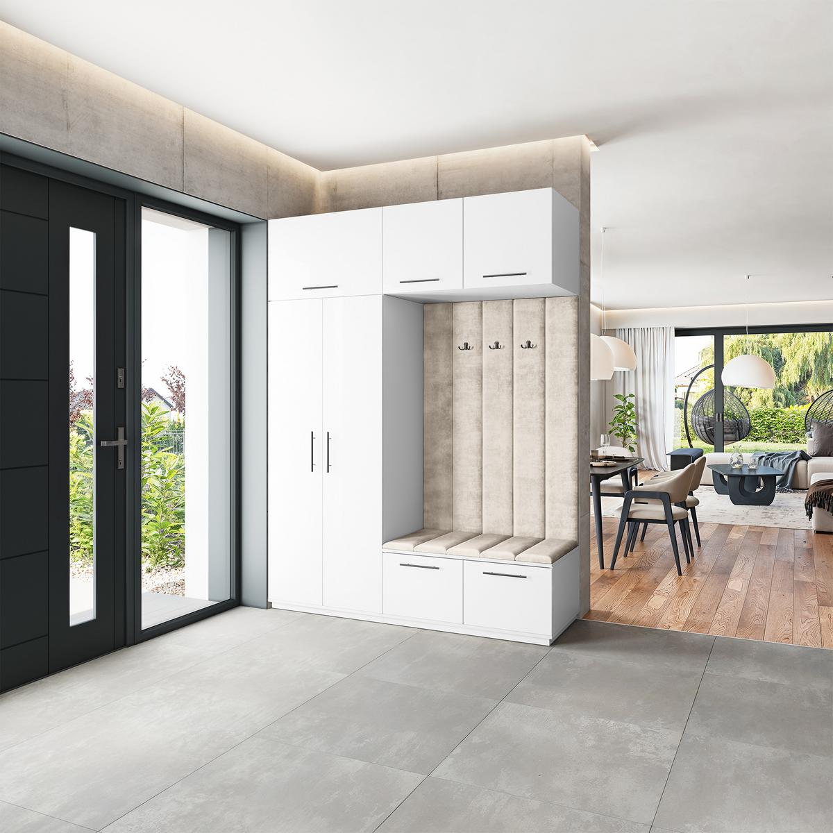 GARDEROBENSCHRANK REMA 180/240/60 cm Modern Weiß - Beige/Weiß, Holzwerkstoff (180/240/60cm) - MASSENO