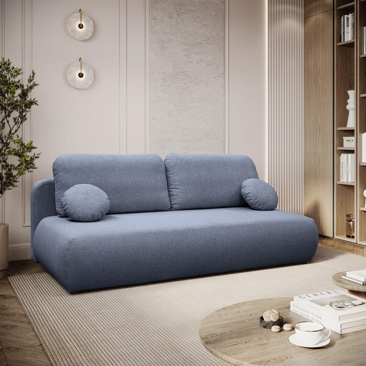 SCHLAFSOFA CLAIRE, zweisitzig, mit Schlaffunktion, Neve 74 - Blau, Textil (208/90/95cm) - Lookway