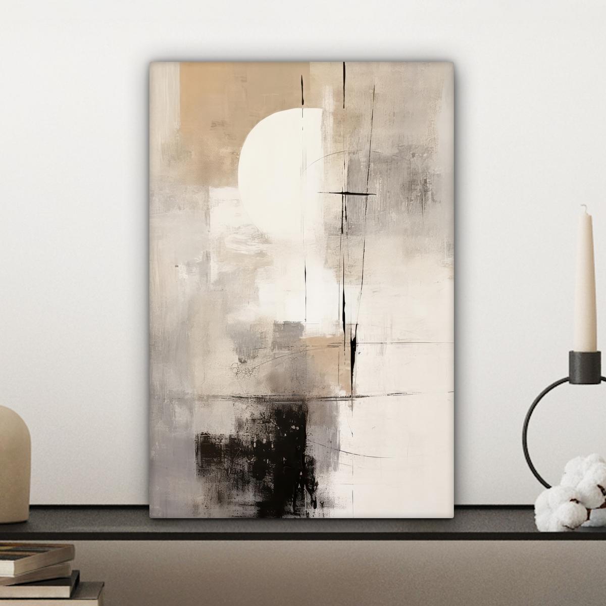 LEINWANDBILD Abstrakt - Kunst - Grau Deko Wohnzimmer 20x30 cm - Hellgrau, Textil (20/30cm) - MuchoWow