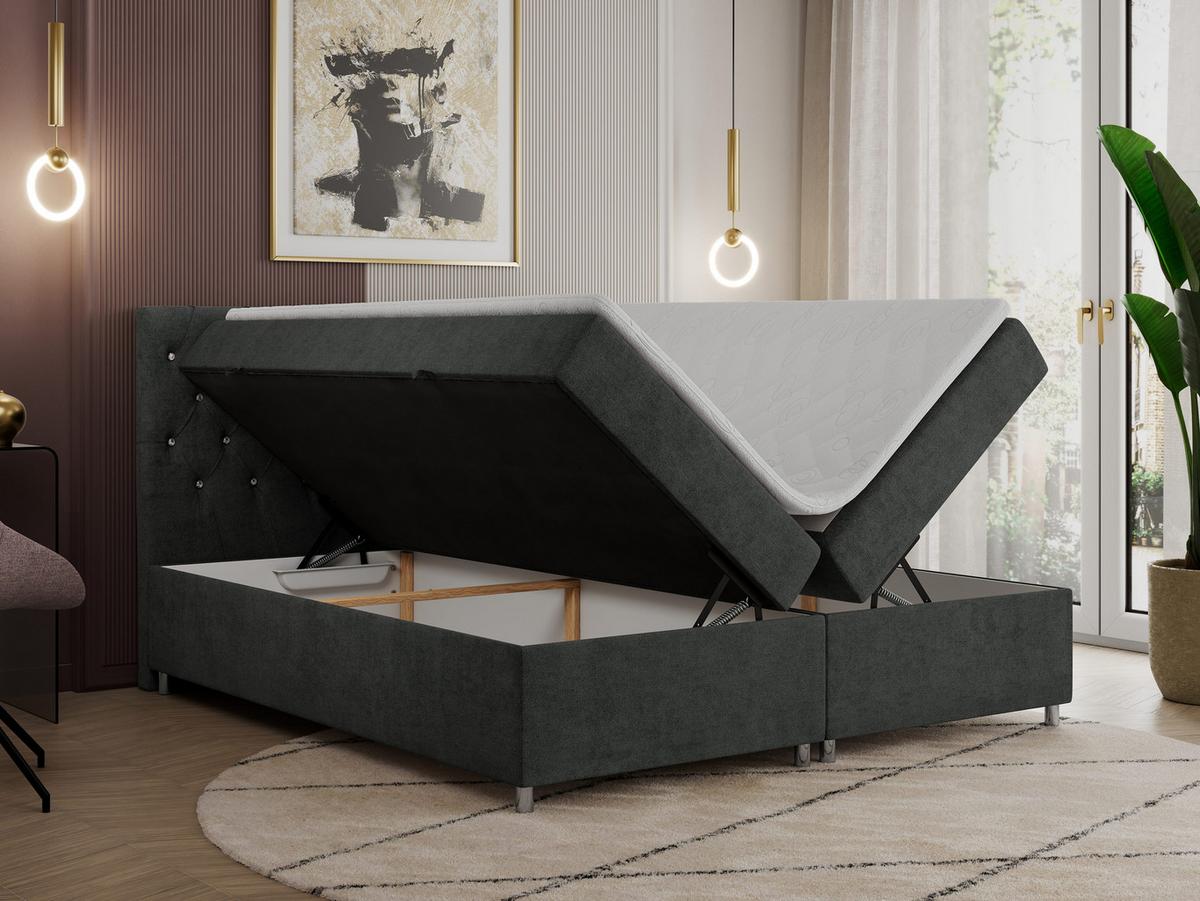 BOXBETT ROMA 120/200 - Hellgrau Strukture - H3 - Hellgrau, Holz/Textil (120/200cm)