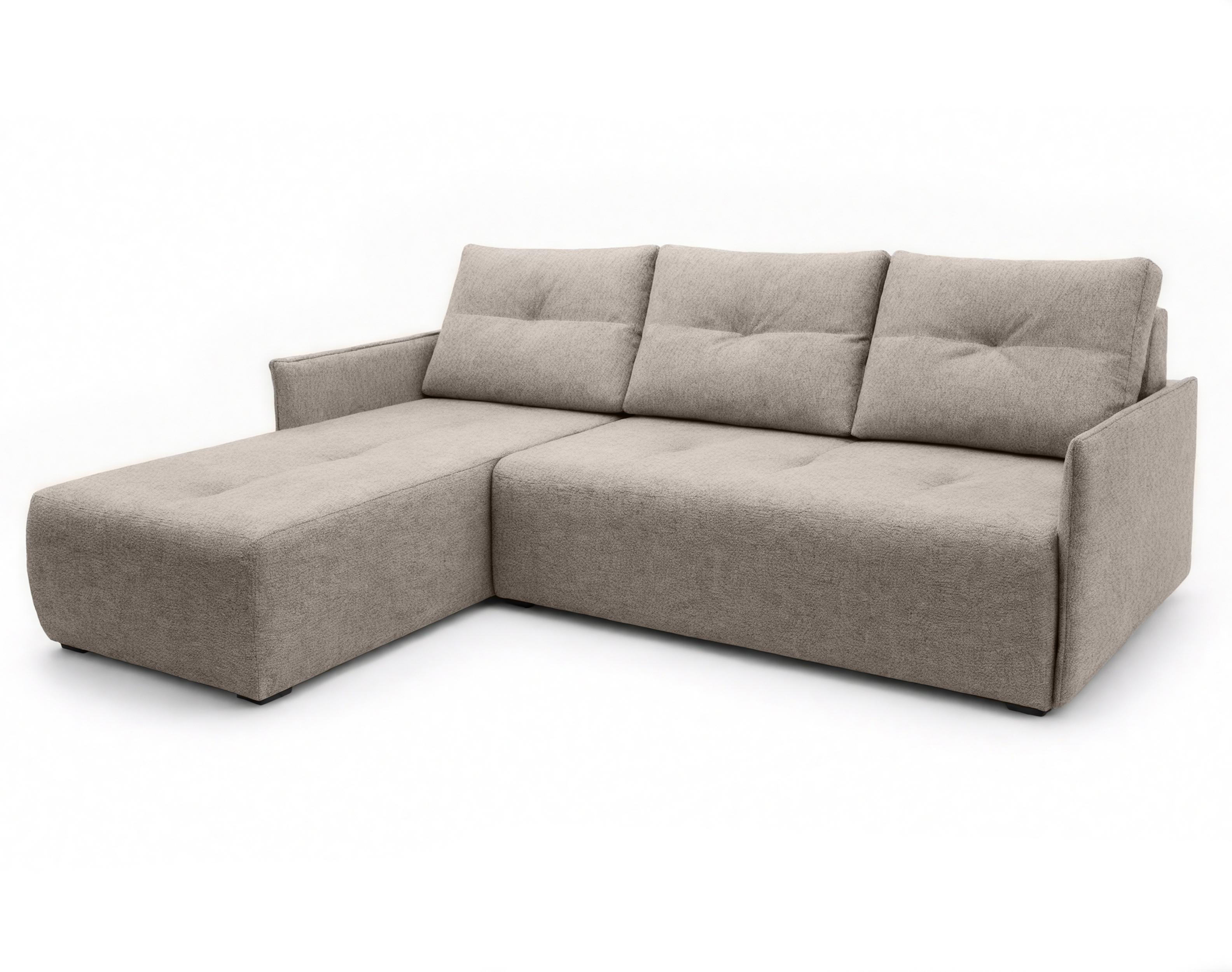 ECKSOFA L Form Damascus Hellbraun 212/143/88 cm Links mit Schlaffunktion - Hellbraun/Schwarz, Kunststoff/Textil (143/212cm) - AX Living