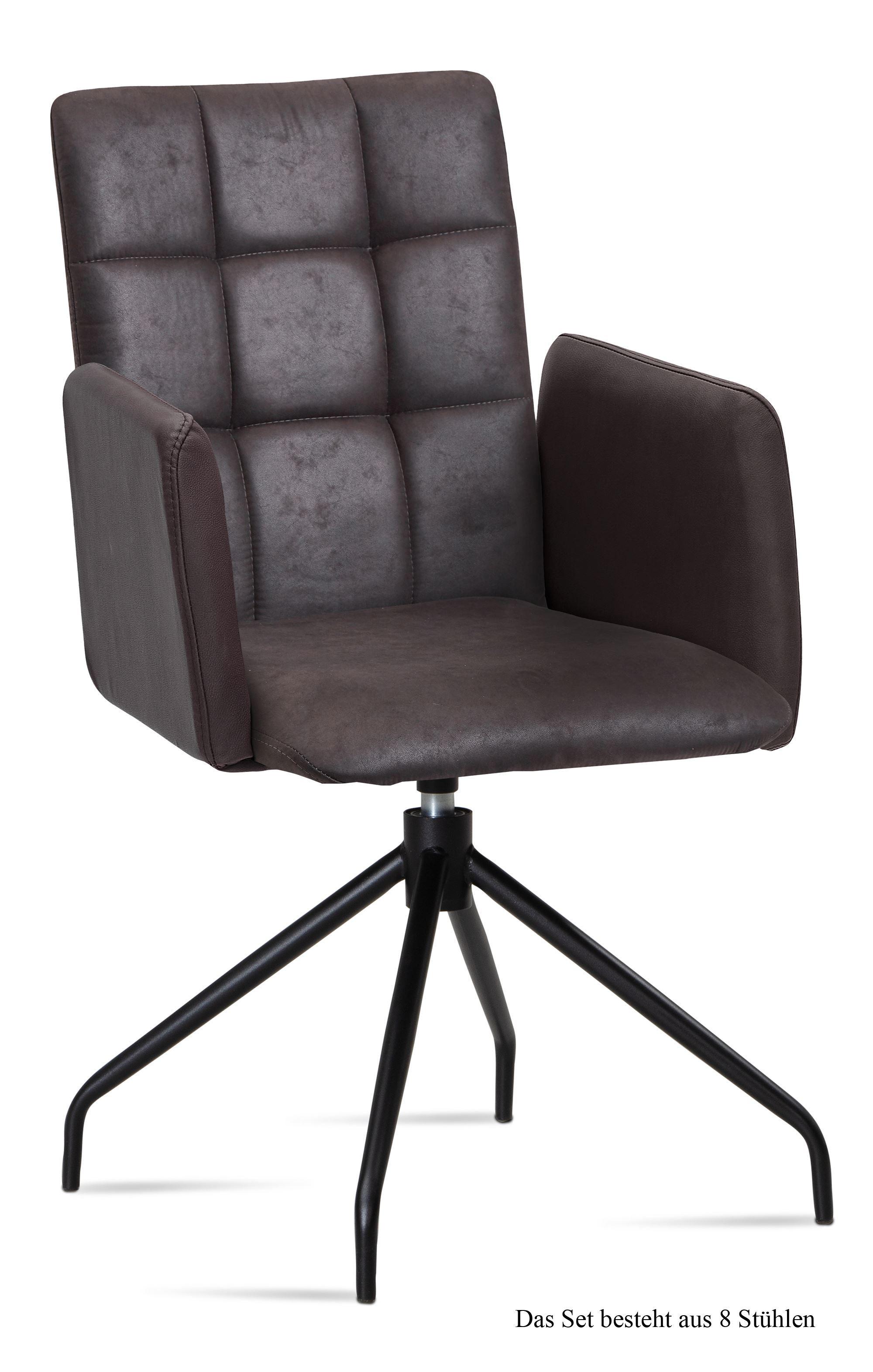 ARMLEHNSTUHL drehbar (8er-Set) Dollie 52x91x60 Schwarz/Espresso - Dunkelbraun/Schwarz, Kunststoff (60/91/52cm) - 58aufmkessel