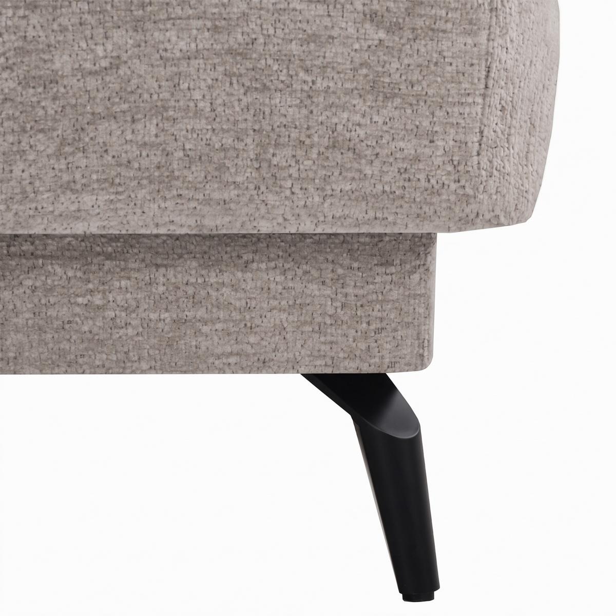 ECKSOFA Marco Mini mit elektrisch ausfahrbarem Sitz und verstellbaren Kopfstützen, Rechts, Chenille-Stoff, Hellbraun - Hellbraun/Schwarz, Textil (275/182cm) - Beautysofa
