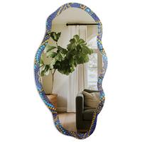 SPIEGEL 90x45 cm asymmetrisch mit Druck - Blumenmandala - Transparent, Glas (45/90/0.4cm) - TULUP