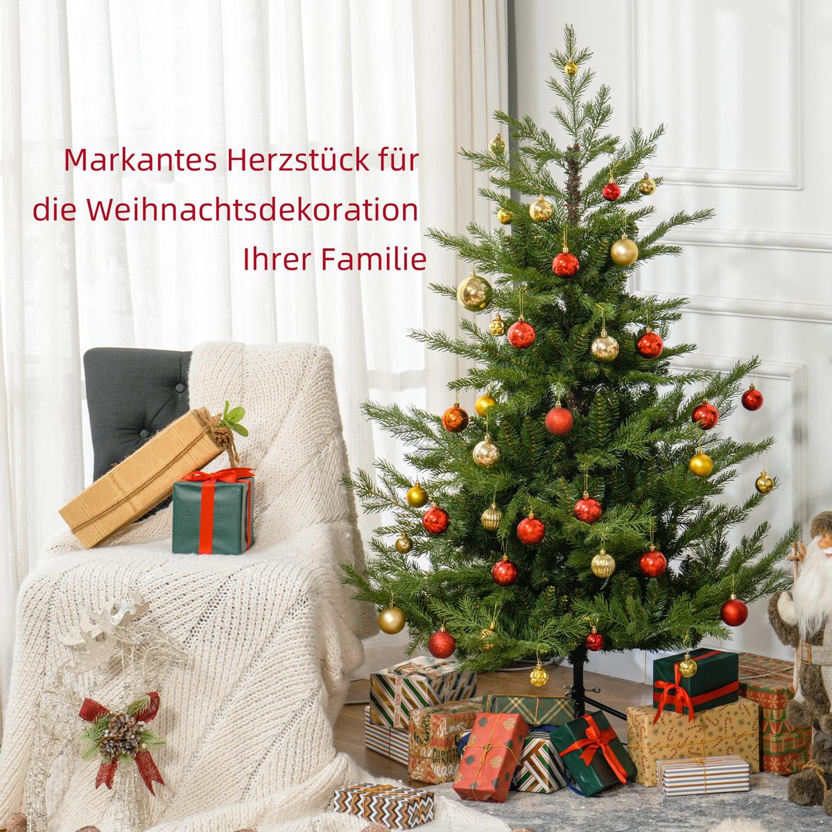 150 cm Weihnachtsbaum Künstlich Christbaum Dichte Zweige für Weihnachtsfest - Grün, Kunststoff/Metall (150cm) - HOMCOM