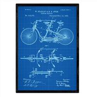 POSTER Tandem-Fahrrad Patent A3 Rahmenlos - Blau, Papier (29.7/5/42cm) - Nacnic