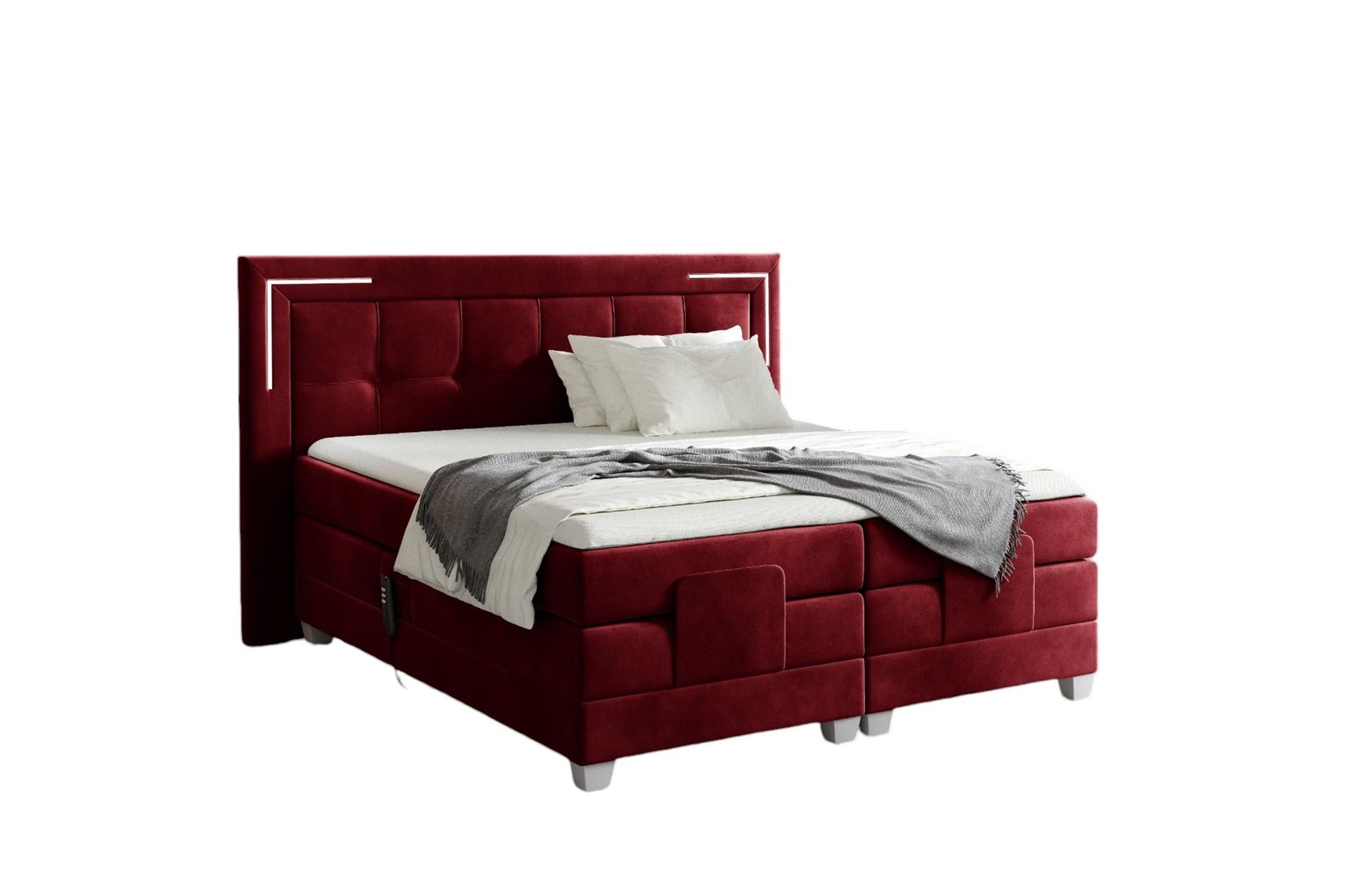 BOXSPRINGBETT Bett Elektrisch Dores - Rot, Holzwerkstoff/Textil (160/200cm) - Fun Möbel