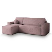 ECKSOFA RAVELO M Lila Velours-Stoff mit Schlaffunktion - Lila/Grau, Holz/Kunststoff (240/140cm) - MASSENO