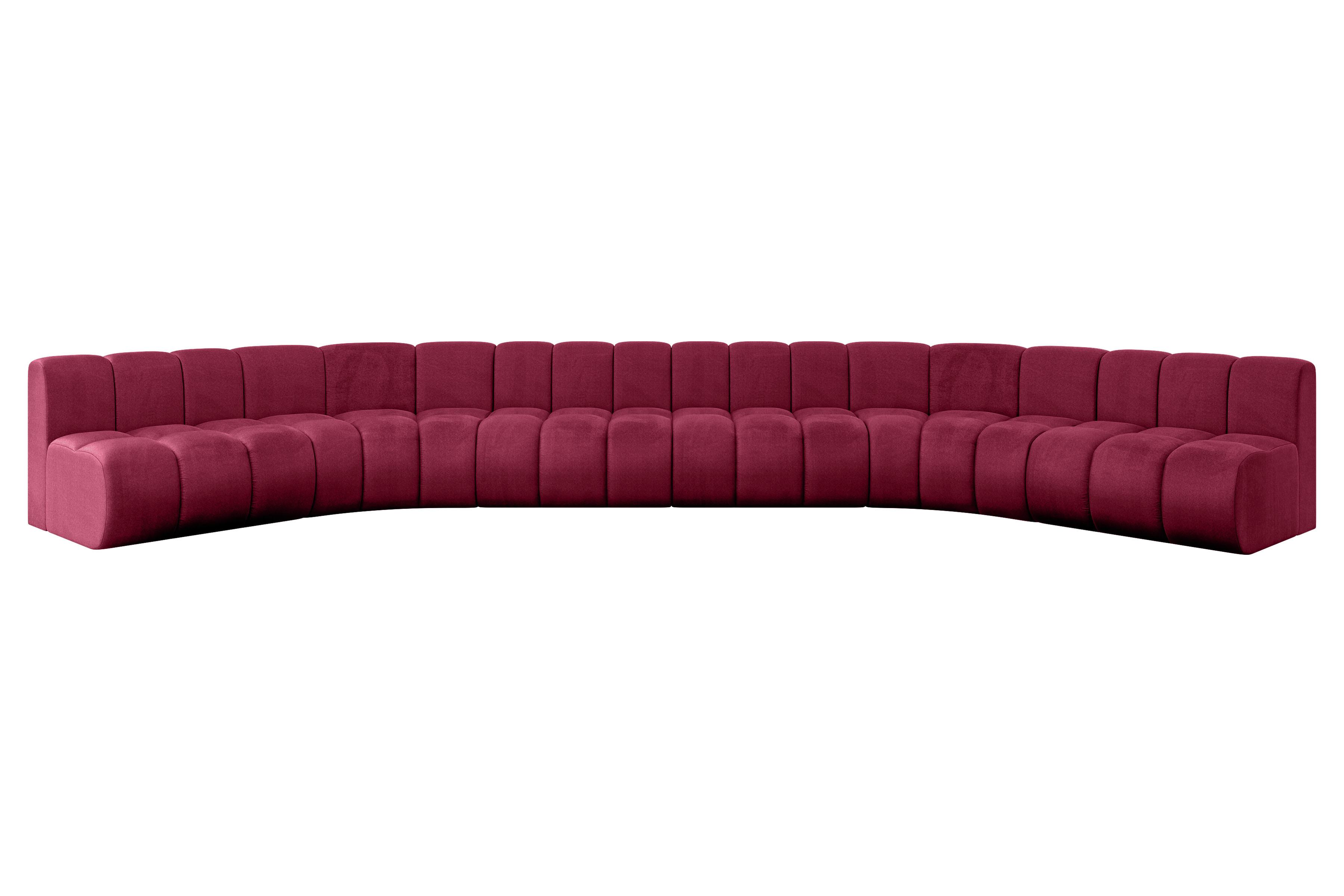 WOHNLANDSCHAFT modulares Sofa Montra-U2 - 581x174x70 cm Bordeauxrot - Bordeaux, Holzwerkstoff/Textil (581/70/174cm) - ALTDECOR