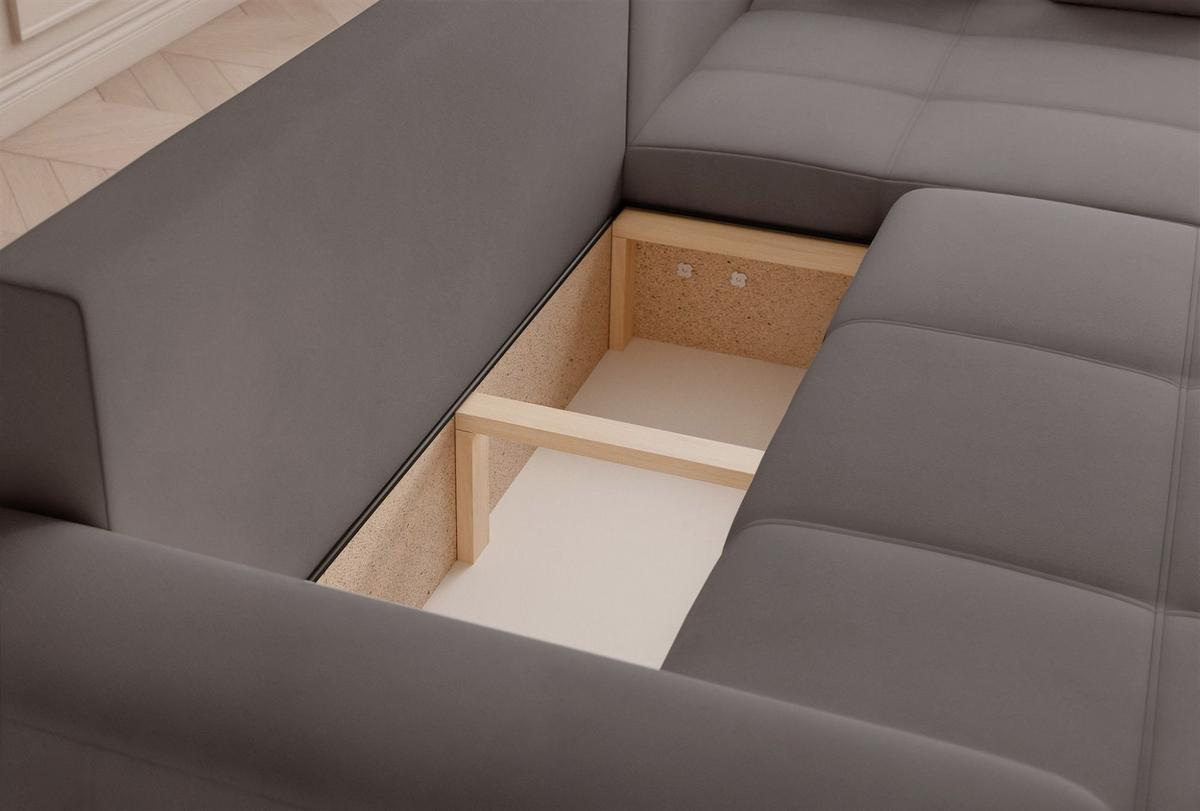 ECKSOFA Leros Xl Mit Schlaffunktion - Grau, Holzwerkstoff/Textil (145/278cm) - Fun Möbel