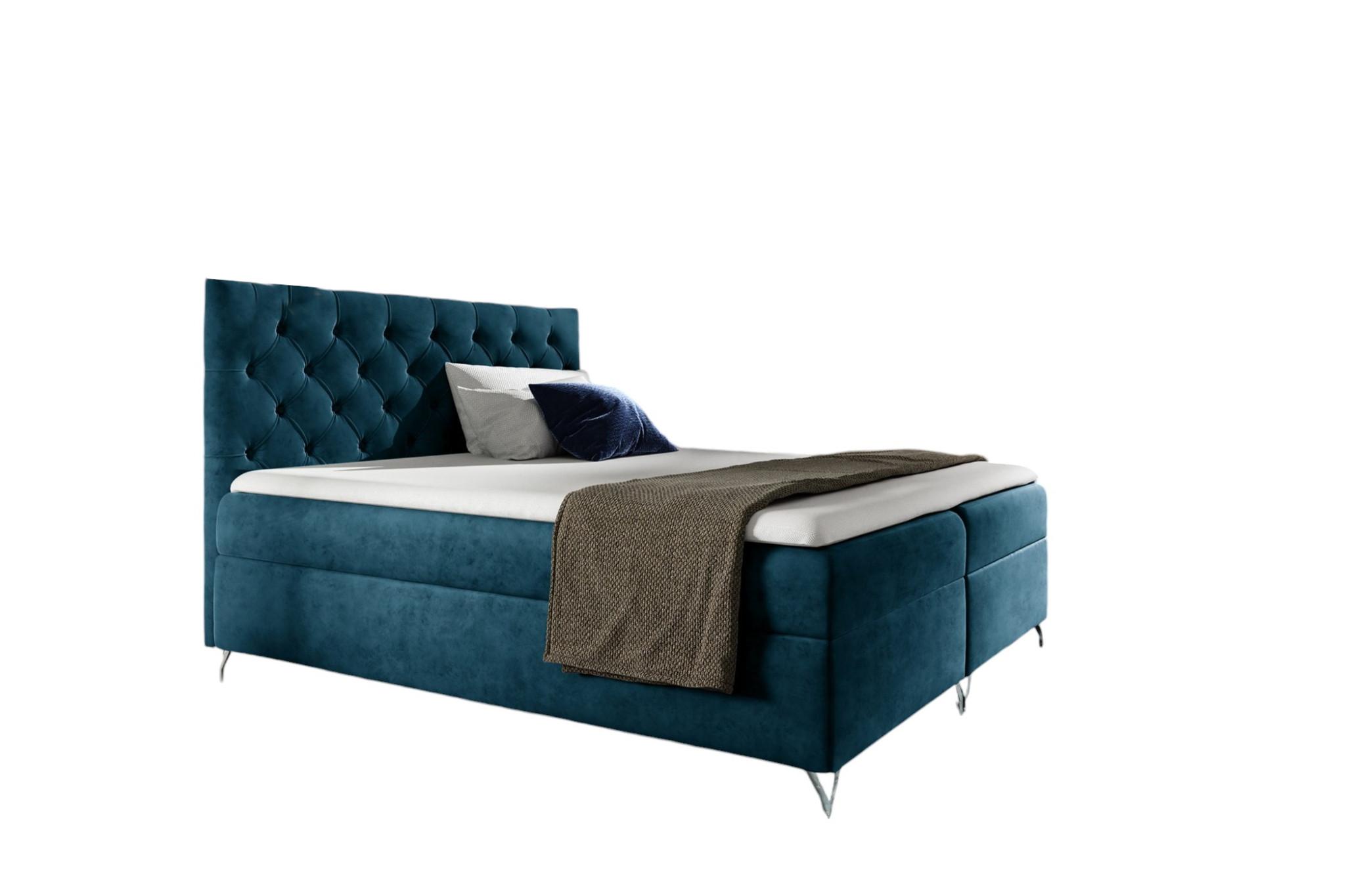 BOXBETT Ambre In überlänge - Blau, Holzwerkstoff/Textil (140/220cm) - Fun Möbel