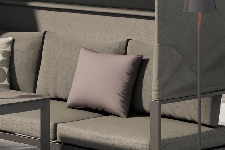 Loungegarnitur inkl. Kissen Beige Webstoff imprägniert Bezug abnehmbar und waschbar inkl. Sonnenblende