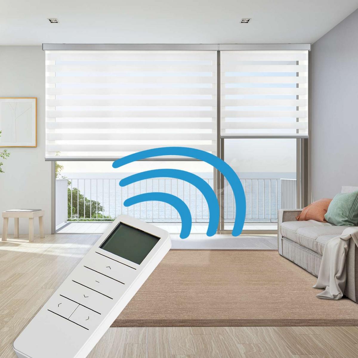 DOPPELROLLO MotorisiertesWeiß 200x250 cm - Weiß, Kunststoff (200/250cm) - STORESDECO