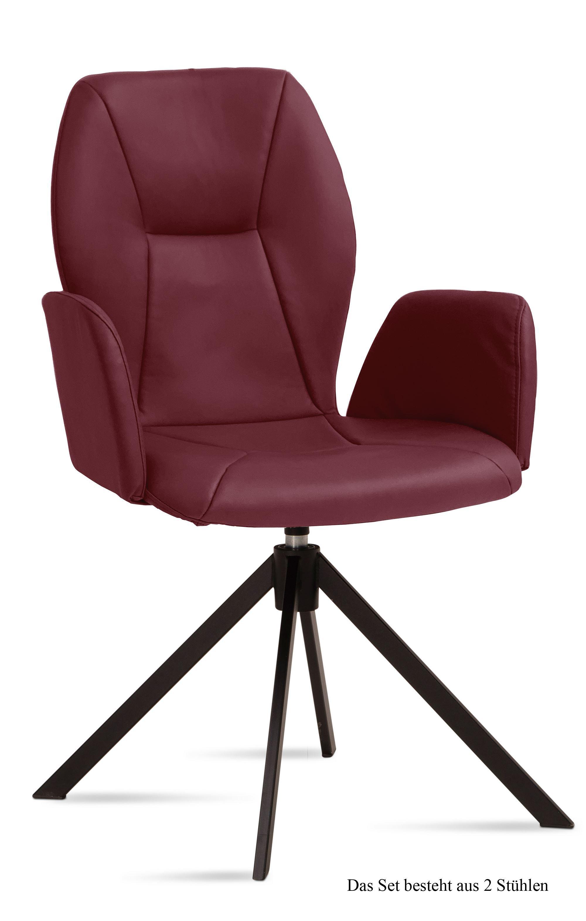 ARMLEHNSTUHL drehbar (2er-Set) Deonne 58x92x60 Schwarz/Marsala - Brombeere/Schwarz, Kunststoff (60/92/58cm) - 58aufmkessel