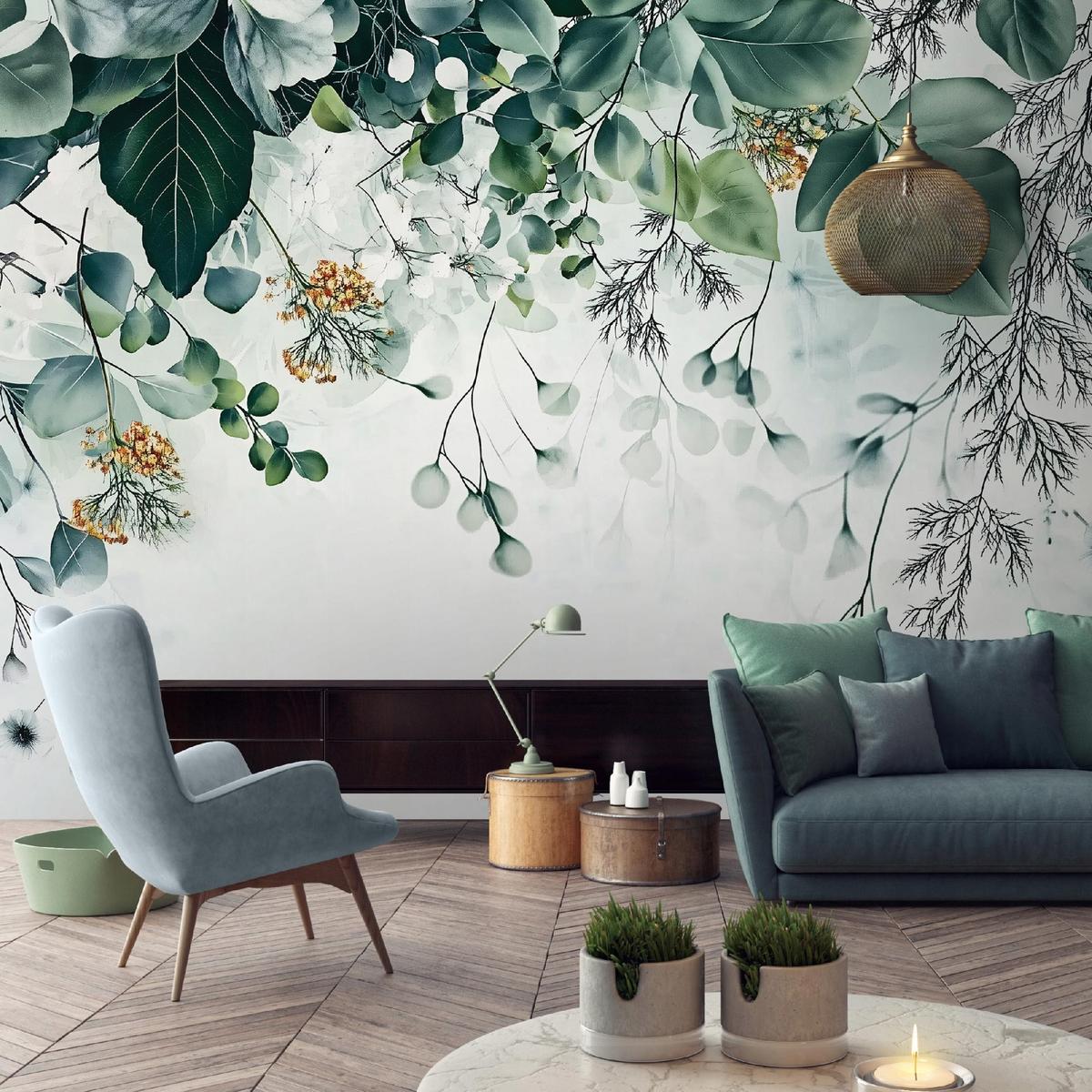 FOTOTAPETE Blätter Grün Natur Vlies Tapete Wohnzimmer Schlafzimmer 200x140 - Grün, Papier (200/140cm) - Wallarena