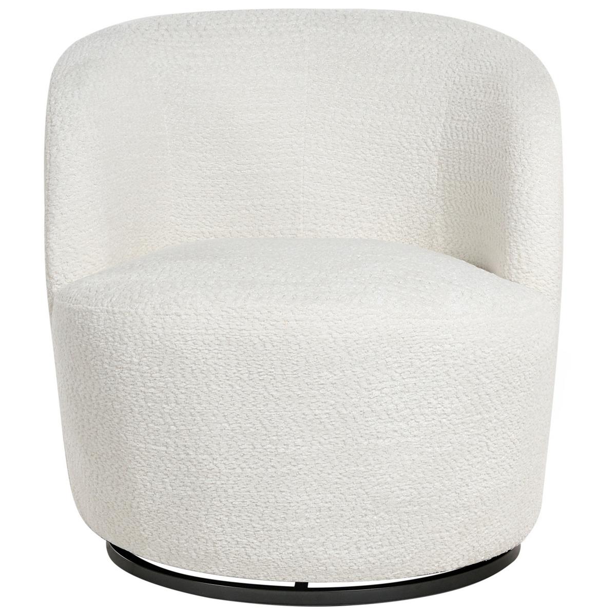 DREHSESSEL Chenillegewebe Cremeweiß Kuolpa - Weiß, Textil (67/69/75cm) - Beliani