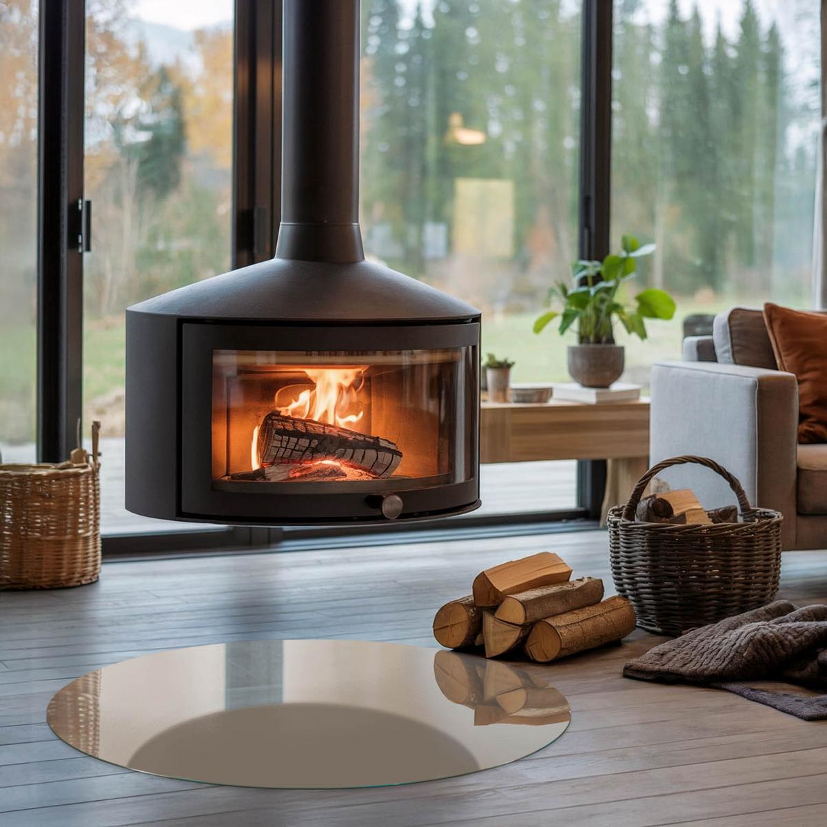 GLASPLATTE für Kamin Ø 90 cm - Braun, Glas (90/90/0.4cm) - TULUP